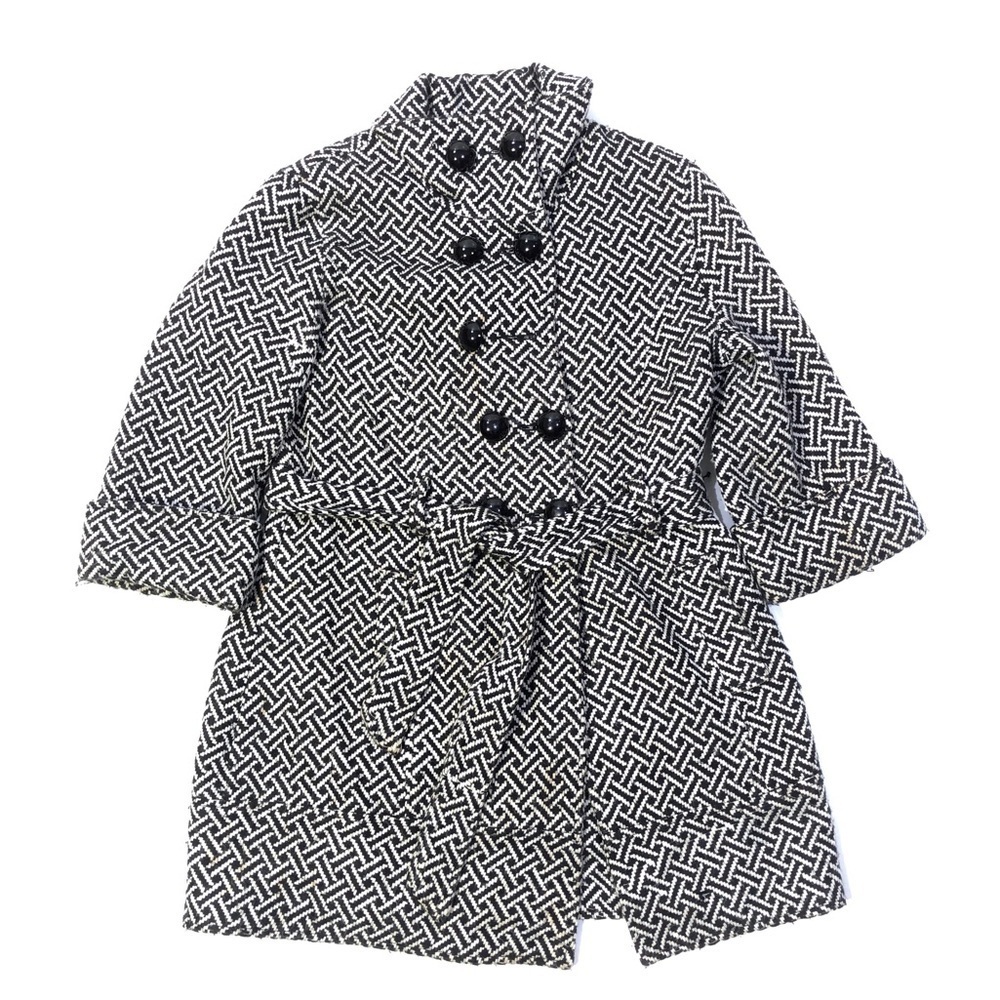 Mac & Jac Women’s Black + White Houndstooth Peacoat Jacket L